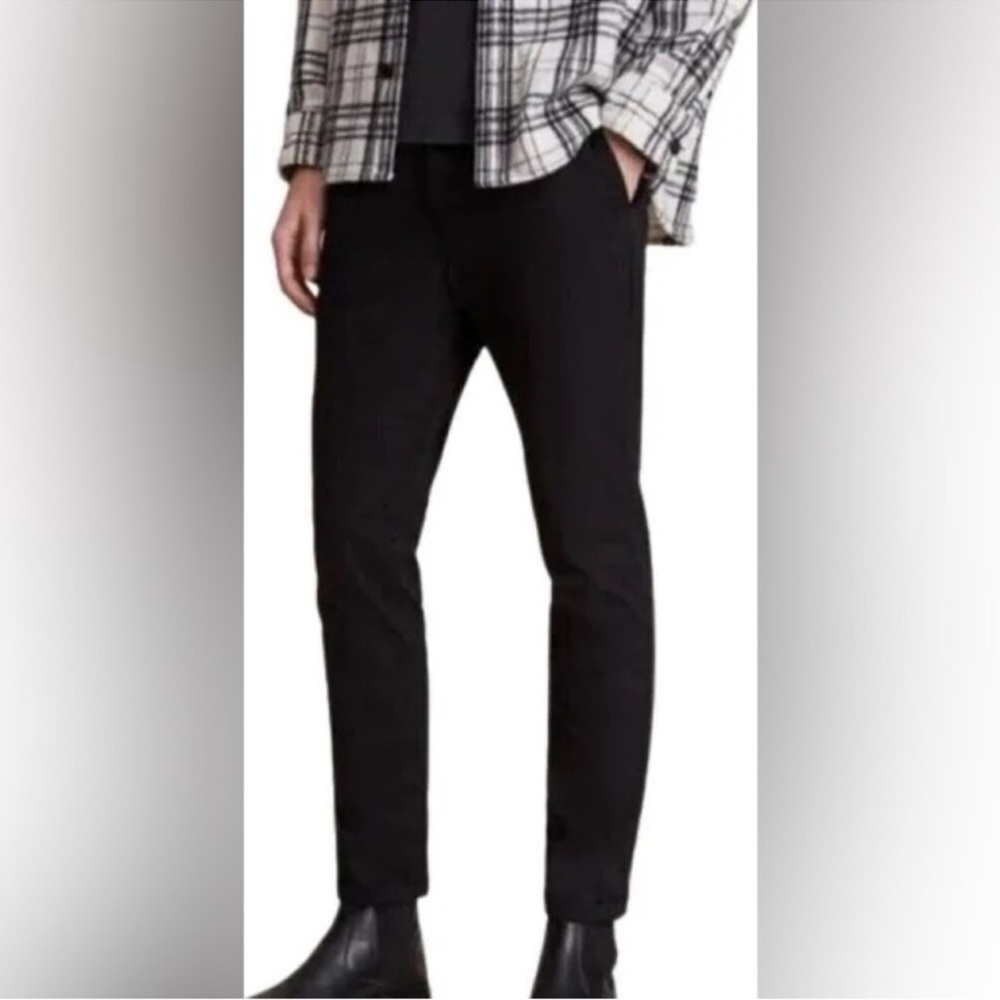 AllSaints Black Slim Fit Karp Chino Pants 34
